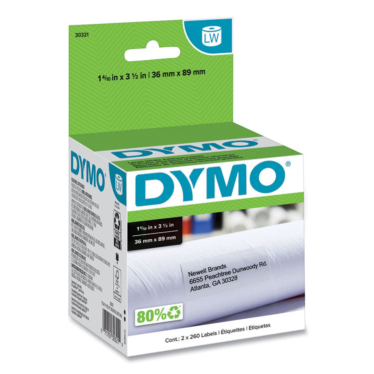 DYMO - LabelWriter Address Labels, 1.4" x 3.5", White, 260 Labels/Roll, 2 Rolls/Pack