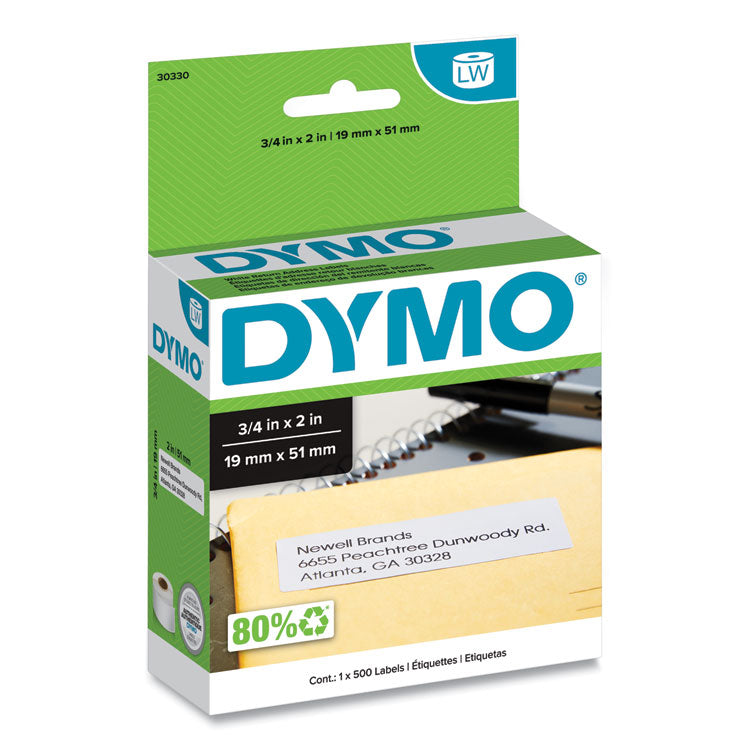 DYMO - LabelWriter Return Address Labels, 0.75" x 2", White, 500 Labels/Roll