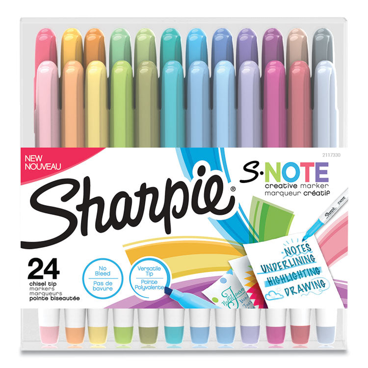 Sharpie - S-Note Creative Markers, Assorted Ink Colors, Chisel Tip, Assorted Barrel Colors, 24/Pack