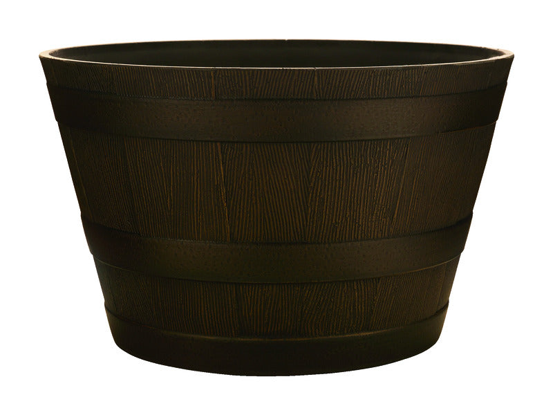 SOUTHERN - Southern 12.2 in. H X 20.5 in. W X 20.5 in. D Resin Whiskey Barrel Planter Brown