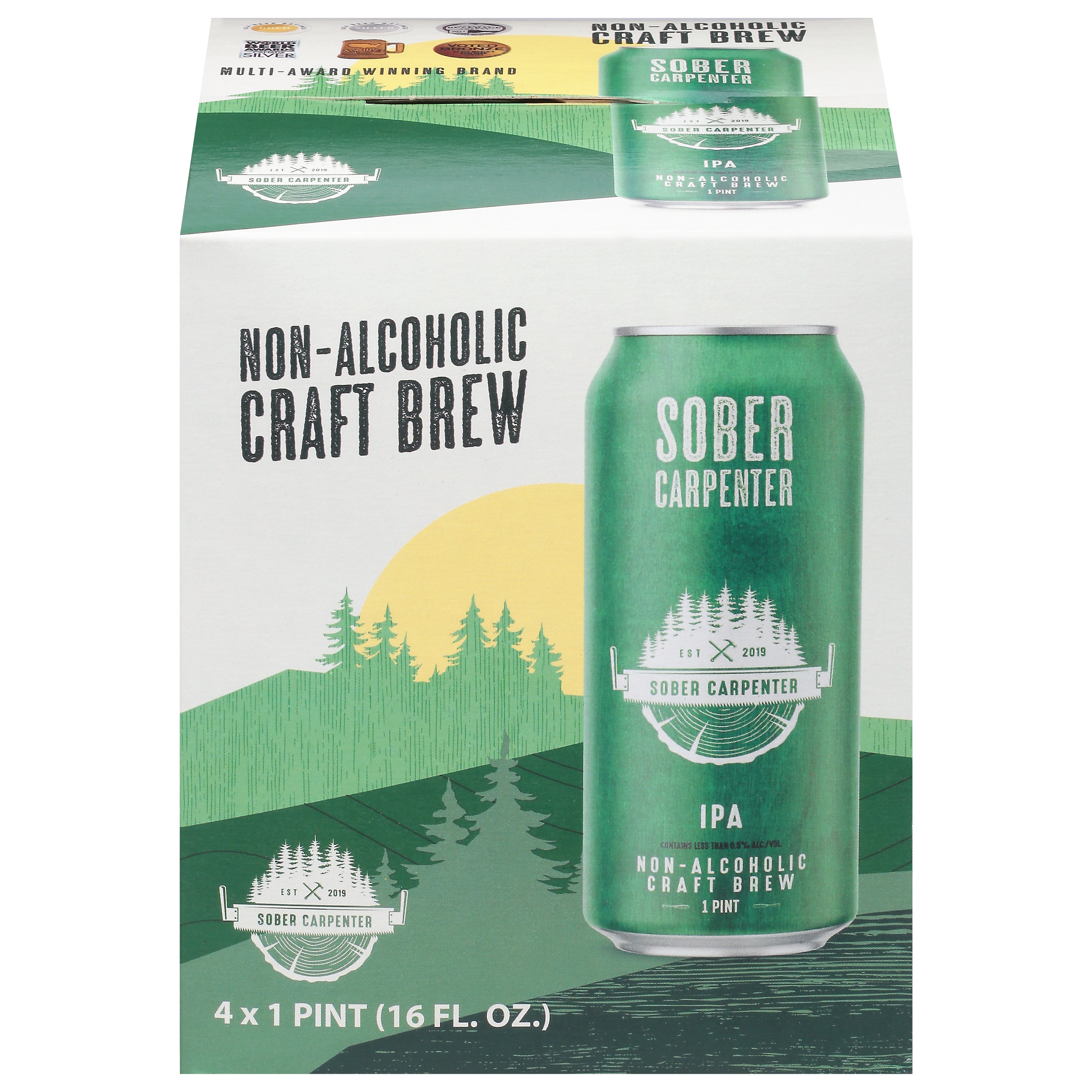 Sober Carpenter IPA Beer 4 - 1 pt Cans - Case of 6