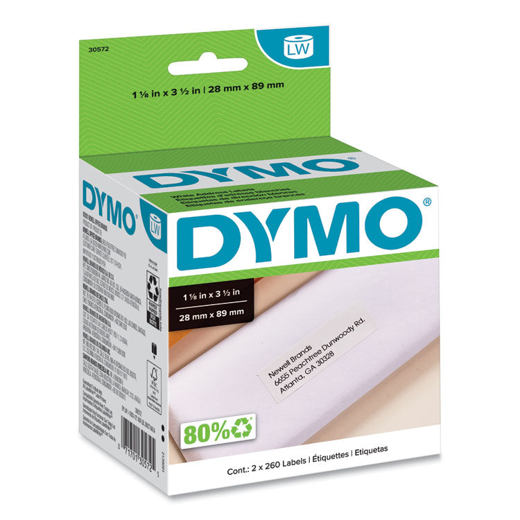 DYMO - LabelWriter Address Labels, 1.12" x 3.5", White, 260 Labels/Roll, 2 Rolls/Pack (9516295)