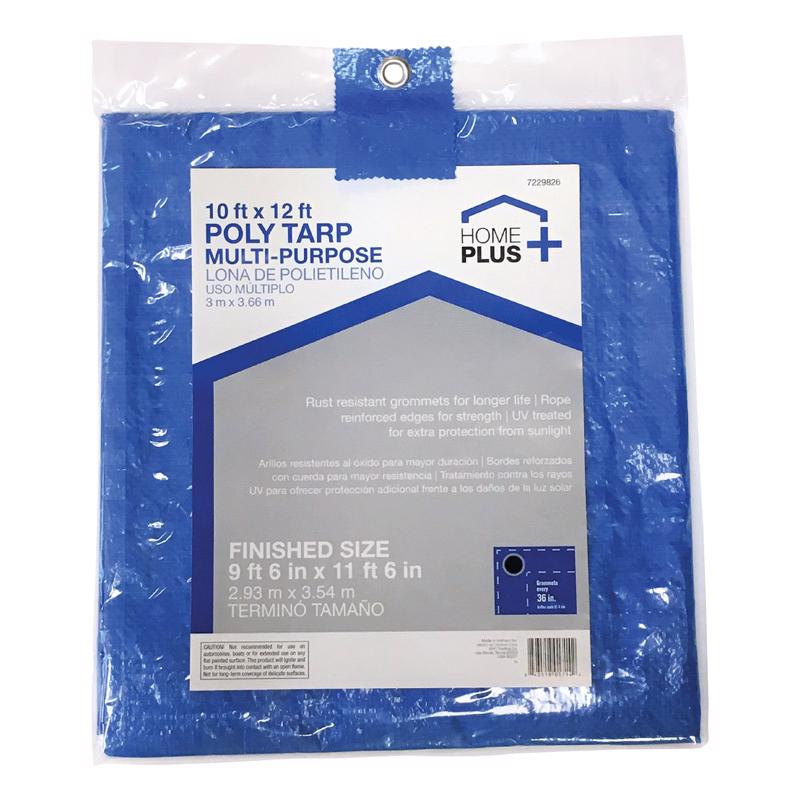 HOME PLUS - Home Plus 10 ft. W X 12 ft. L Light Duty Polyethylene Tarp Blue