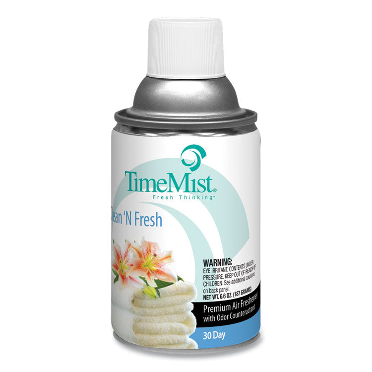 TimeMist - Premium Metered Air Freshener Refill, Clean N Fresh, 6.6 oz Aerosol Spray, 12/Carton
