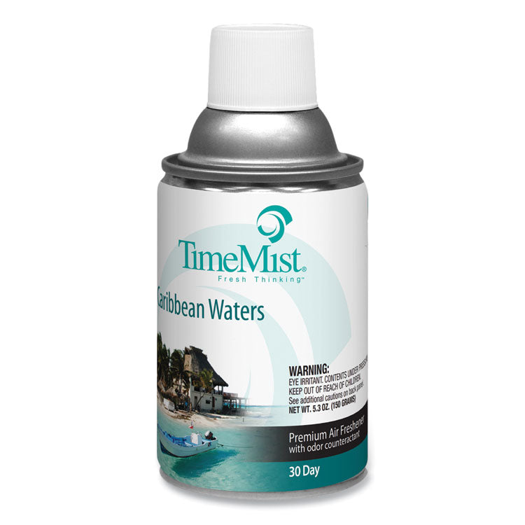 TimeMist - Premium Metered Air Freshener Refill, Caribbean Waters, 6.6 oz Aerosol Spray 12/Carton