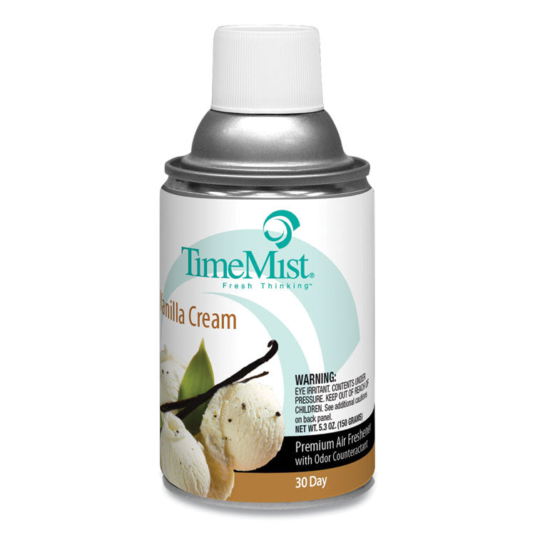 TimeMist - Premium Metered Air Freshener Refill, Vanilla Cream, 5.3 oz Aerosol Spray, 12/Carton