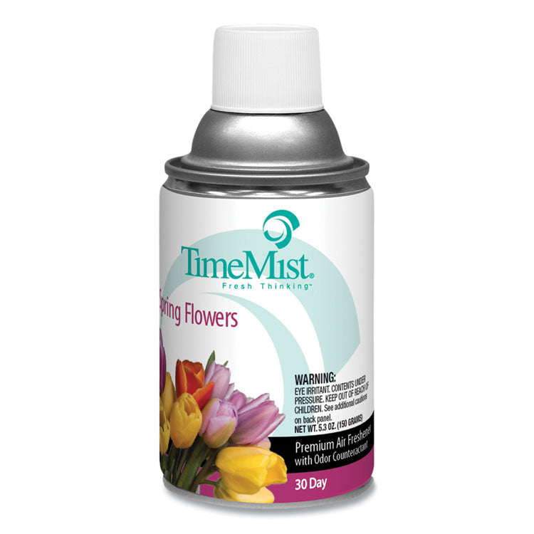 TimeMist - Premium Metered Air Freshener Refill, Spring Flowers, 5.3 oz Aerosol Spray, 12/Carton