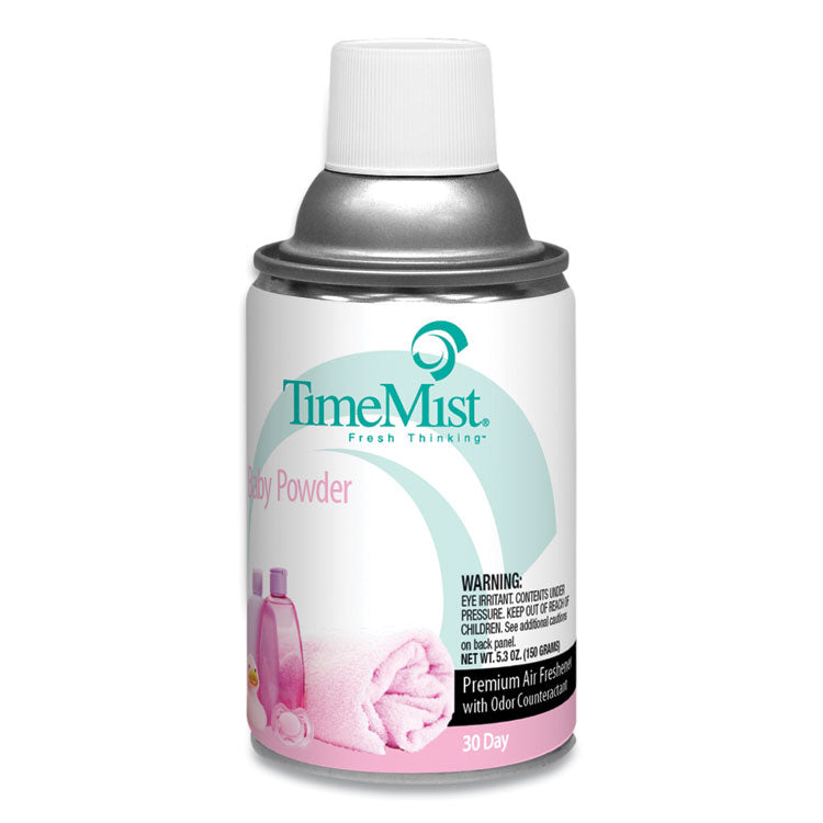 TimeMist - Premium Metered Air Freshener Refill, Baby Powder, 5.3 oz Aerosol Spray, 12/Carton