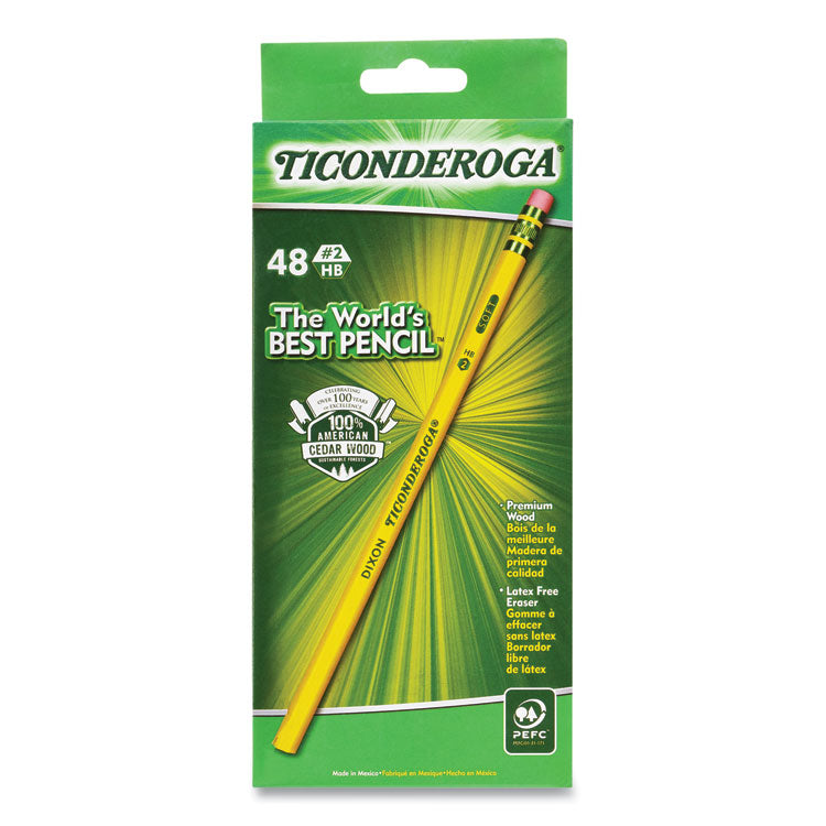 Ticonderoga - Pencils, HB (#2), Black Lead, Yellow Barrel, 48/Pack