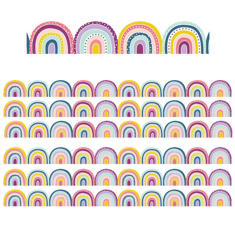 TEACHER CREATED RESOURCES - Oh Happy Day Rainbows Die-Cut Border Trim, 35 Feet, 6 Packs