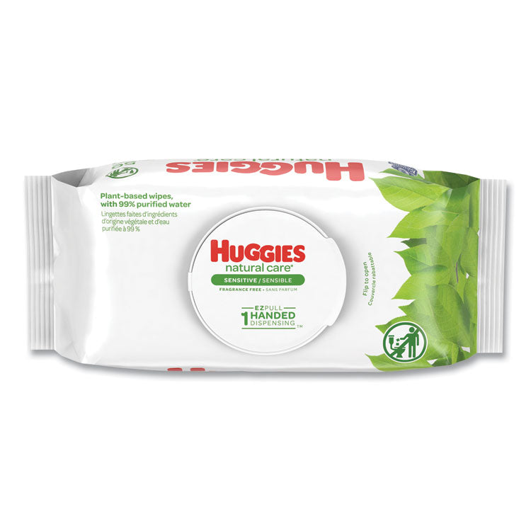 Huggies - Natural Care Sensitive Baby Wipes, 3.88 x 6.6, Unscented, White, 56/Pack, 8 Packs/Carton