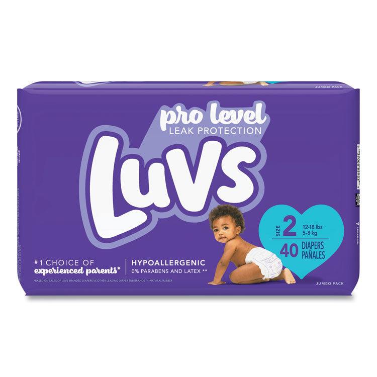 Luvs - Diapers, Size 2, 12 lbs to 18 lbs, 40/Pack, 2 Pack/Carton