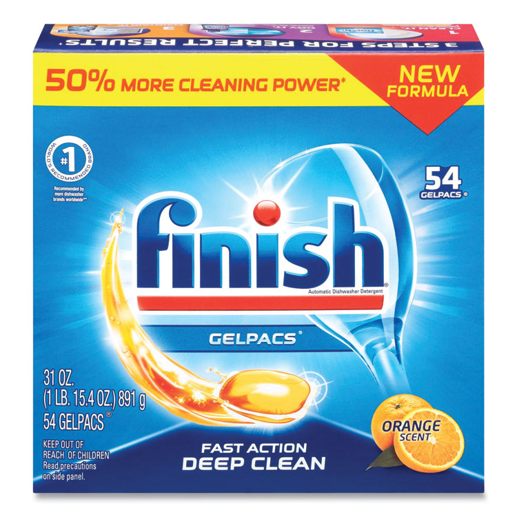 FINISH - Dish Detergent Gelpacs, Orange Scent, 54/Box, 4 Boxes/Carton