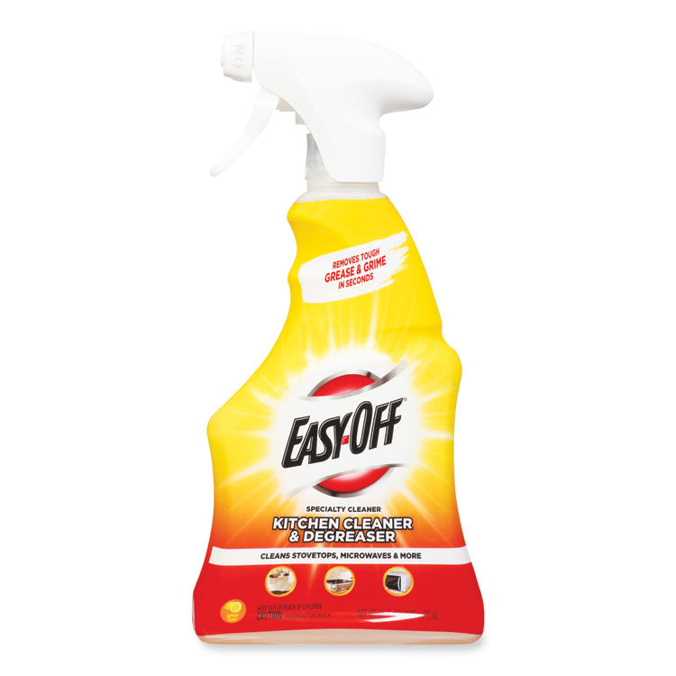 EASY-OFF - Kitchen Degreaser, Lemon Scent, 16 oz Spray Bottle, 6/Carton