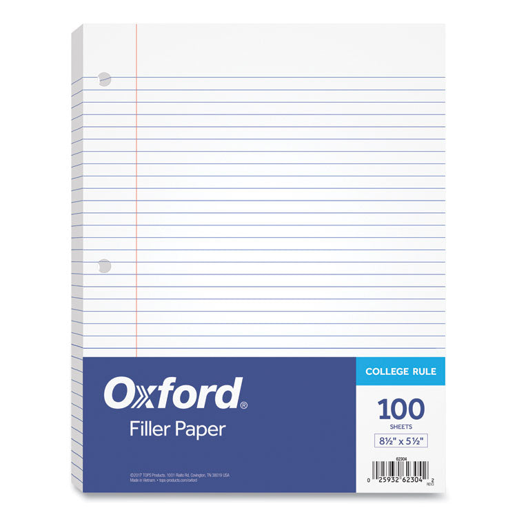 TOPS - Filler Paper, 3-Hole, 5.5 x 8.5, Medium/College Rule, 100/Pack
