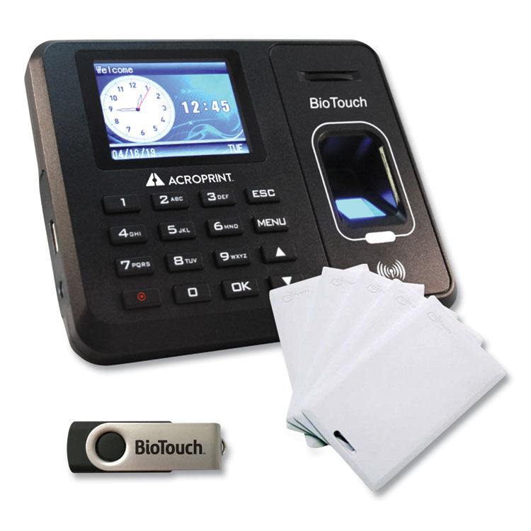 Acroprint - BioTouch Time Clock and Badges Bundle, 10,000 Employees, Black