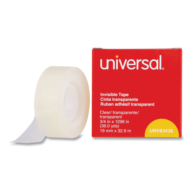 Universal - Invisible Tape, 1" Core, 0.75" x 36 yds, Clear