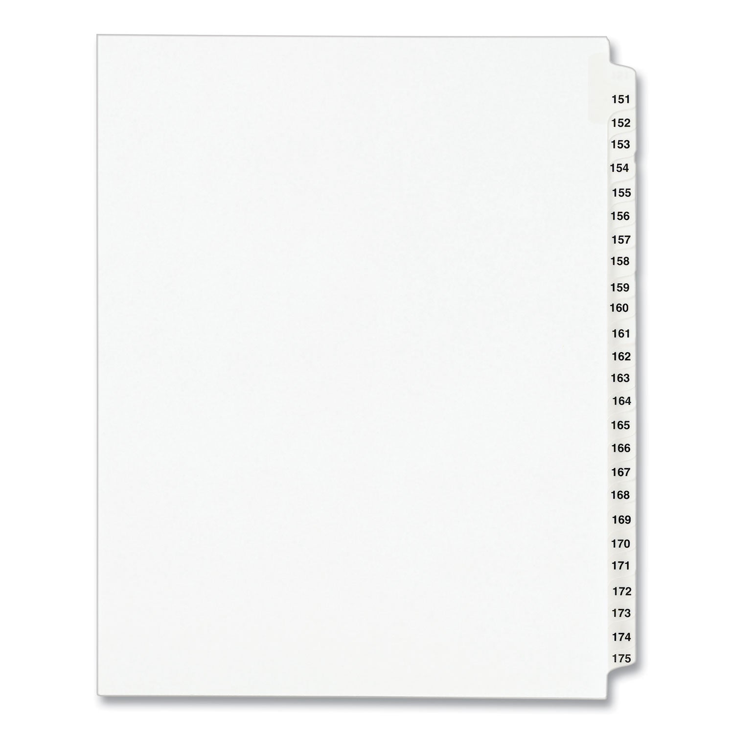 Preprinted Legal Exhibit Side Tab Index Dividers, Avery Style, 25-Tab, 151 To 175, 11 X 8.5, White, 1 Set, (1336)