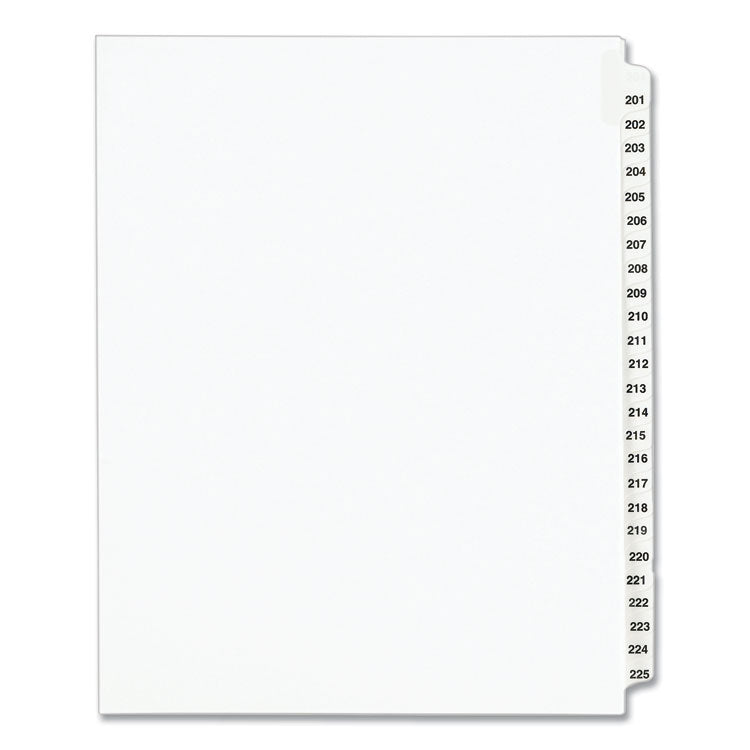 Avery - Preprinted Legal Exhibit Side Tab Index Dividers, Avery Style, 25-Tab, 201 to 225, 11 x 8.5, White, 1 Set, (1338)