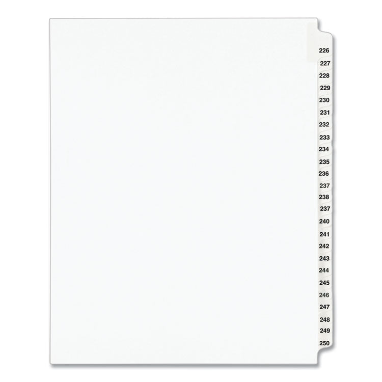 Avery - Preprinted Legal Exhibit Side Tab Index Dividers, Avery Style, 25-Tab, 226 to 250, 11 x 8.5, White, 1 Set, (1339)