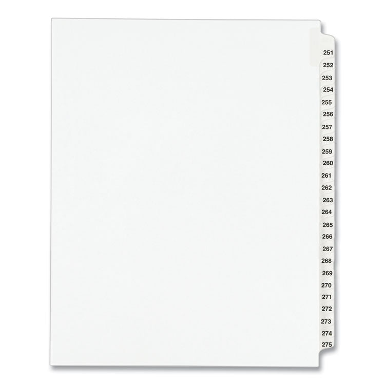 Avery - Preprinted Legal Exhibit Side Tab Index Dividers, Avery Style, 25-Tab, 251 to 275, 11 x 8.5, White, 1 Set, (1340)