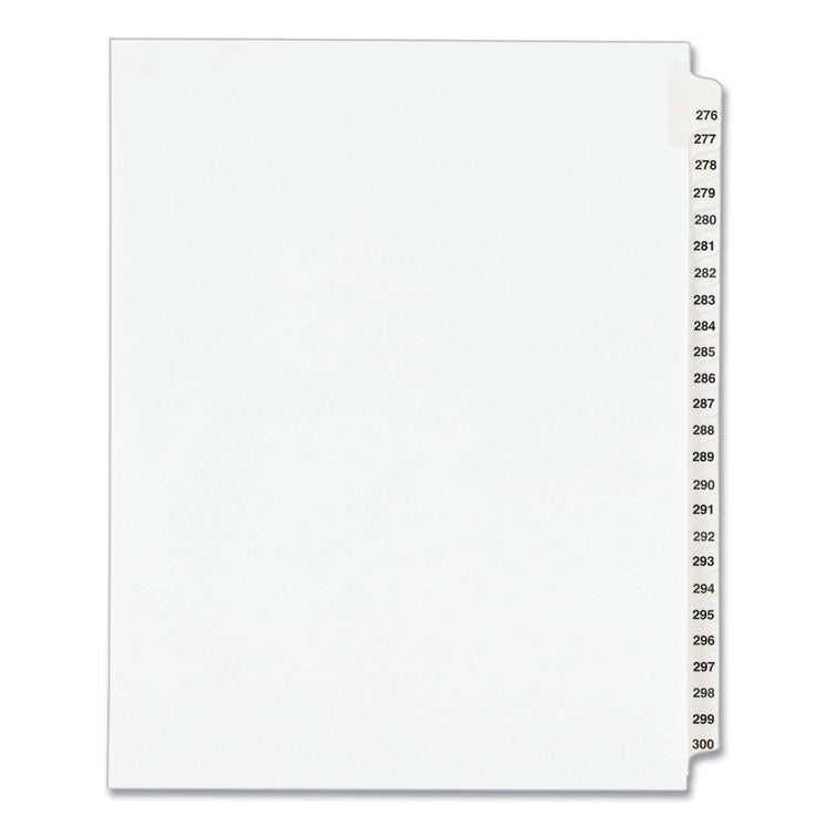 Avery - Preprinted Legal Exhibit Side Tab Index Dividers, Avery Style, 25-Tab, 276 to 300, 11 x 8.5, White, 1 Set, (1341)