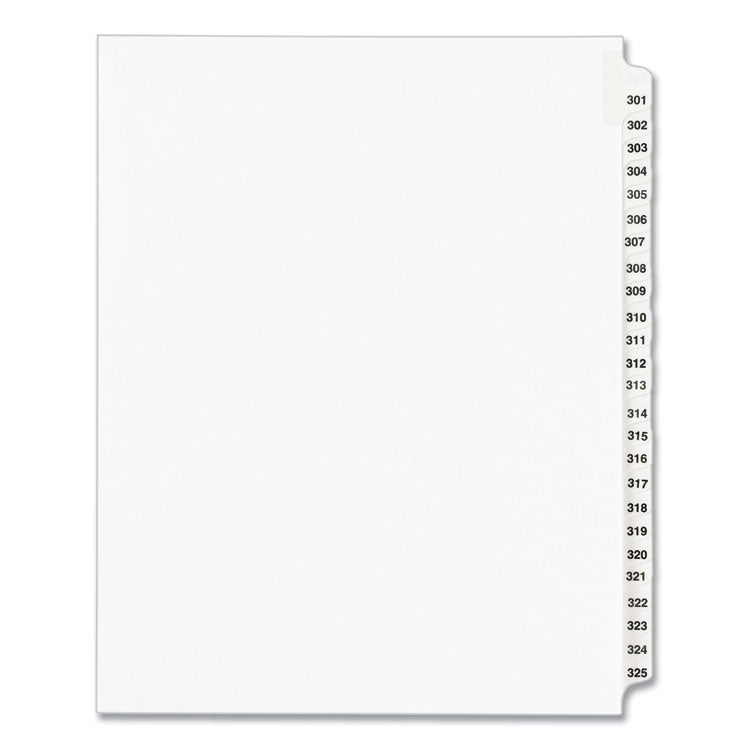 Avery - Preprinted Legal Exhibit Side Tab Index Dividers, Avery Style, 25-Tab, 301 to 325, 11 x 8.5, White, 1 Set, (1342)