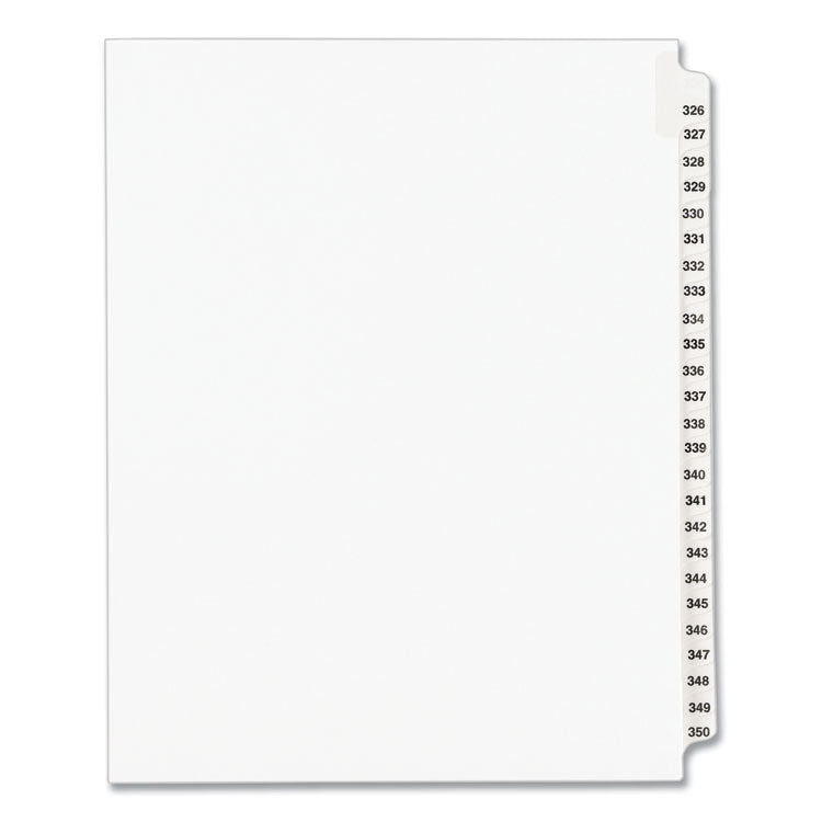 Avery - Preprinted Legal Exhibit Side Tab Index Dividers, Avery Style, 25-Tab, 326 to 350, 11 x 8.5, White, 1 Set, (1343)