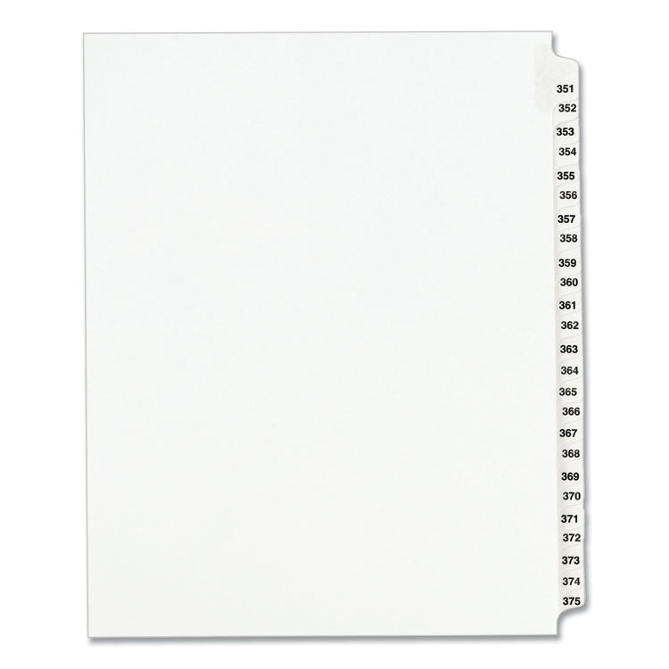 Avery - Preprinted Legal Exhibit Side Tab Index Dividers, Avery Style, 25-Tab, 351 to 375, 11 x 8.5, White, 1 Set, (1344)