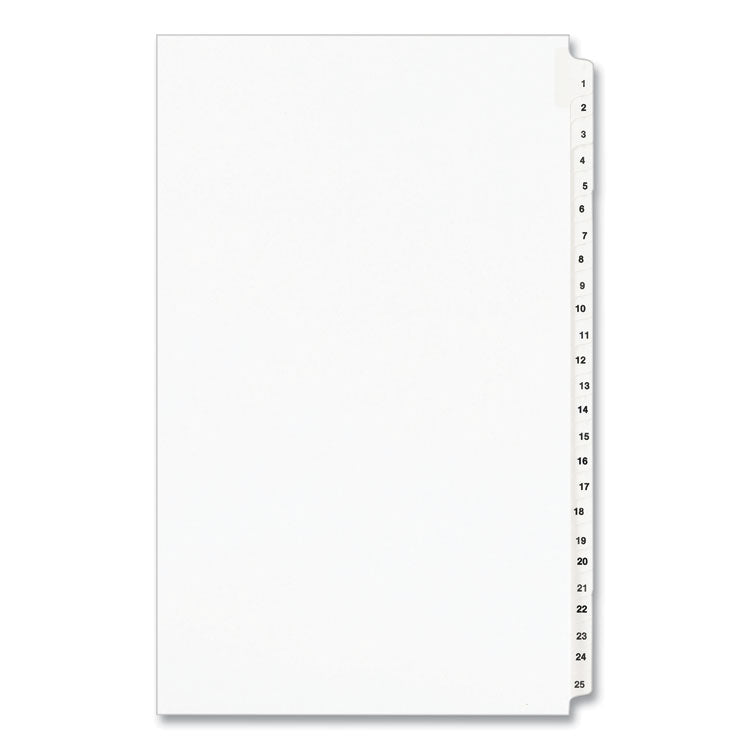 Avery - Preprinted Legal Exhibit Side Tab Index Dividers, Avery Style, 25-Tab, 1 to 25, 14 x 8.5, White, 1 Set, (1430)