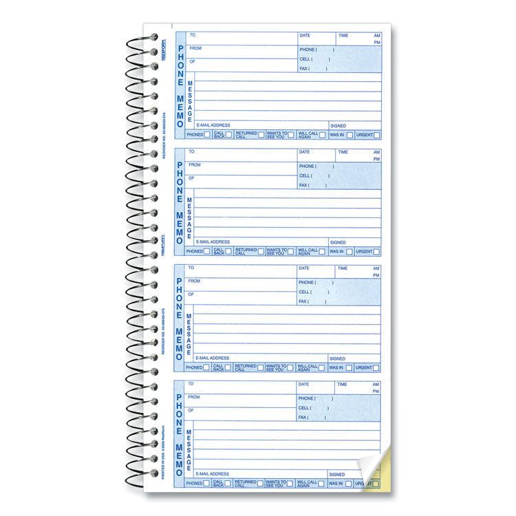 Rediform - Telephone Message Book, Two-Part Carbonless, 5 x 2.75, 4 Forms/Sheet, 400 Forms Total