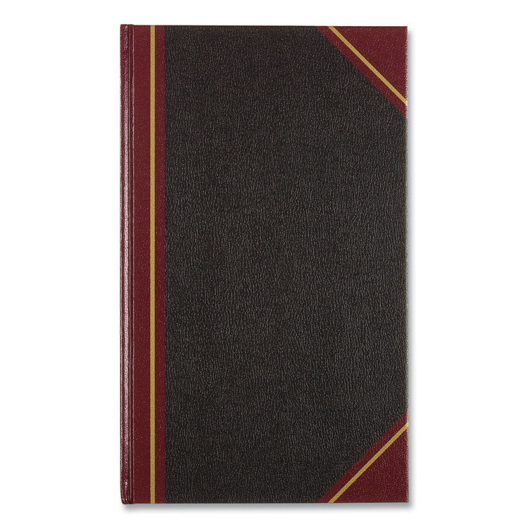 National - Texthide Eye-Ease Record Book, Black/Burgundy/Gold Cover, 14.25 x 8.75 Sheets, 300 Sheets/Book
