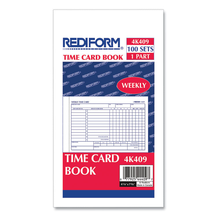 Rediform - Weekly Employee Time Cards, One Side, 4.25 x 7, 100/Pad