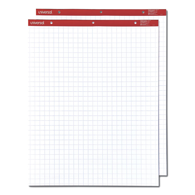 Universal - Easel Pads/Flip Charts, Quadrille Rule (1 sq/in), 27 x 34, White, 50 Sheets, 2/Carton