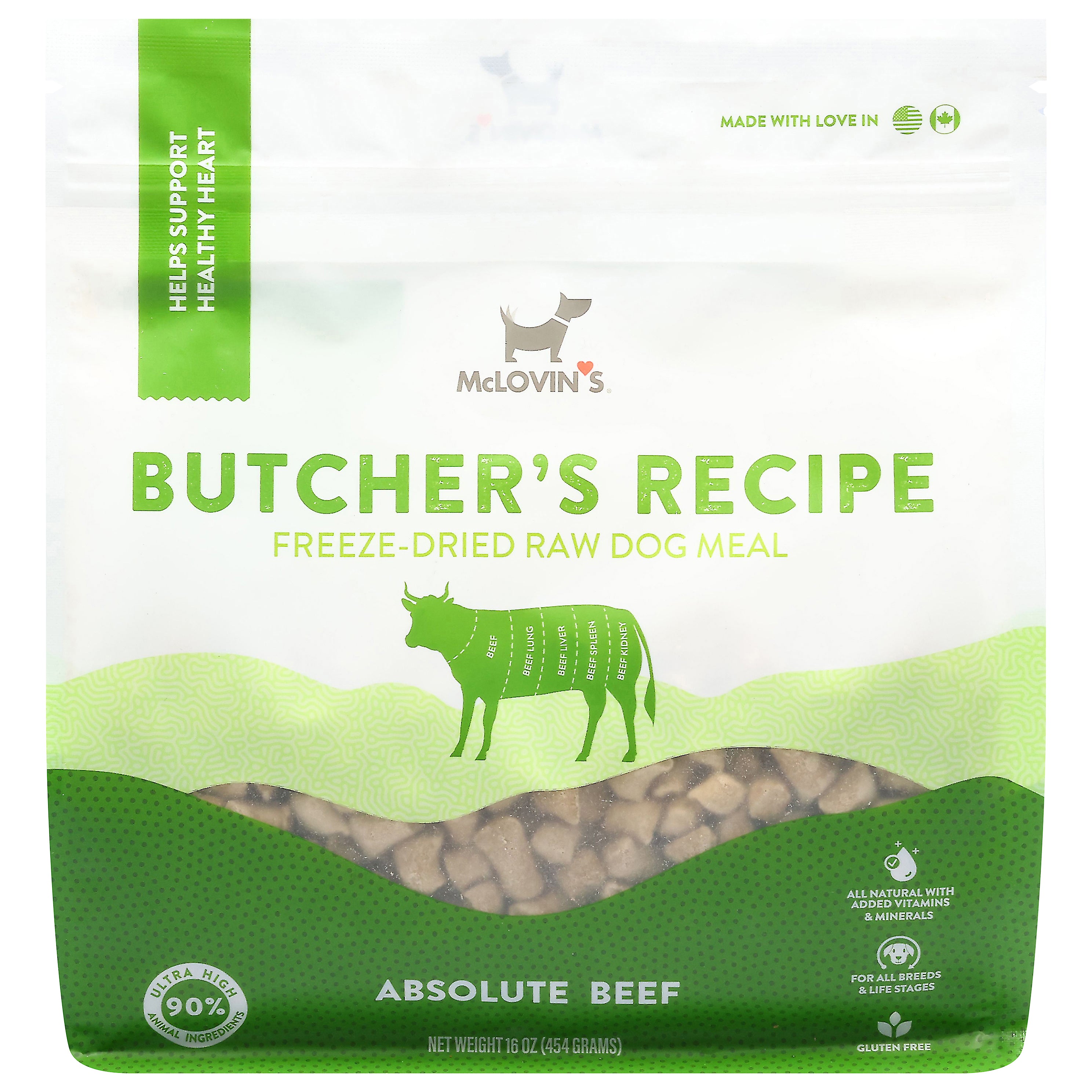 McLovin's Freeze-Dried Raw Absolute Beef Dog Meal 16 oz - Case of 6