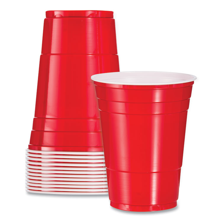 Dart - Solo Plastic Party Cold Cups, 16 oz, Red, 50/Bag, 20 Bags/Carton