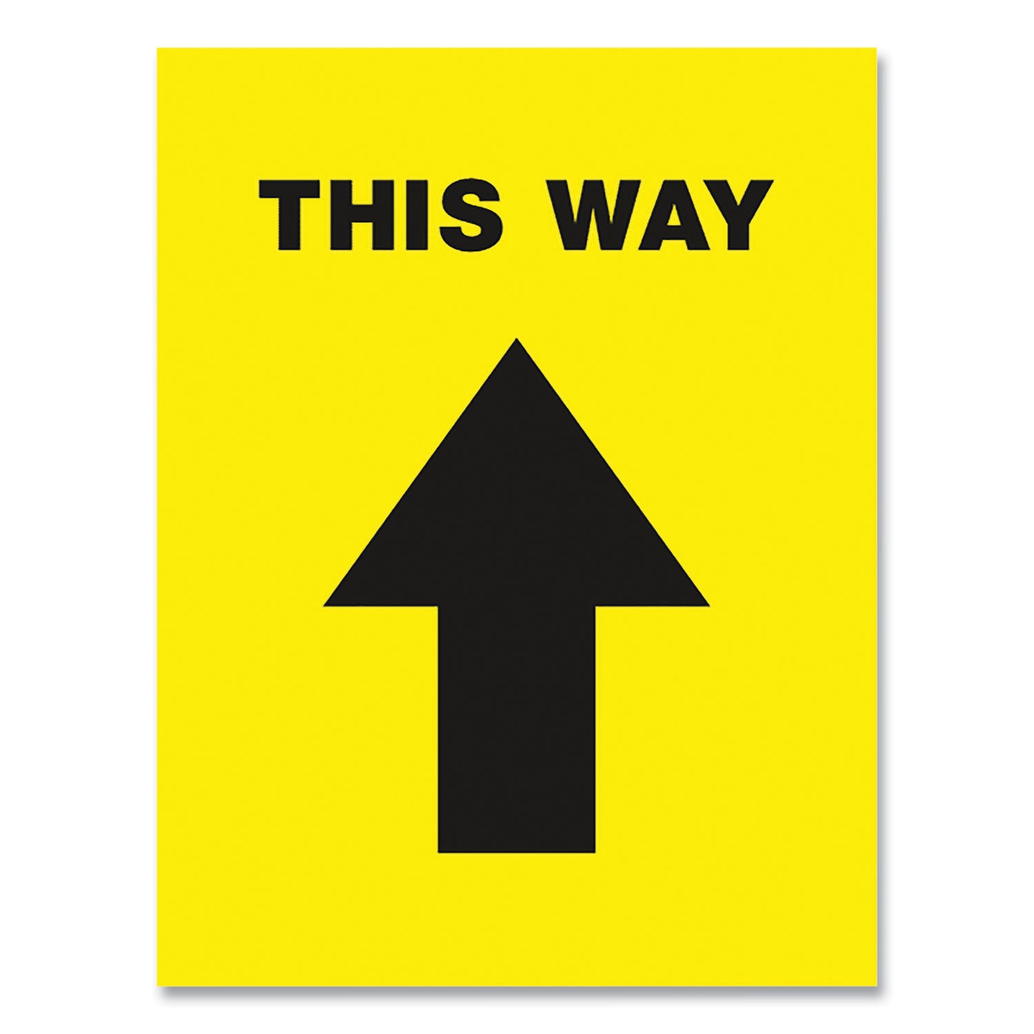 Social Distancing Floor Decals, 8.5 X 11, This Way, Yellow Face, Black Graphics, 5/pack