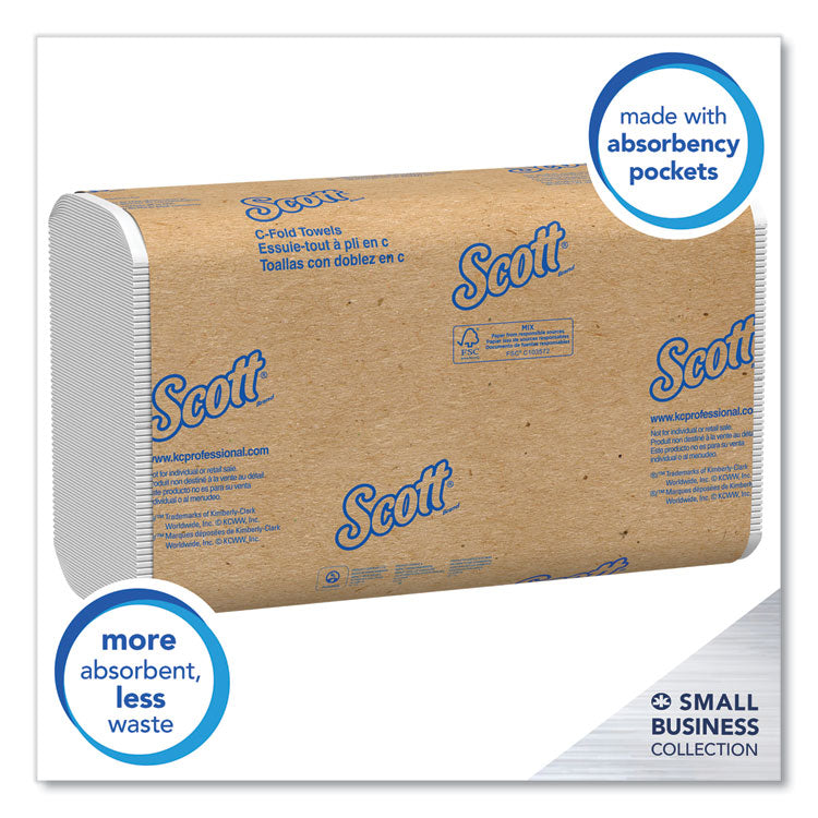 Scott - Essential C-Fold Towels for Business, Convenience Pack, 10.13 x 13.15, White, 200/Pack, 9 Packs/Carton