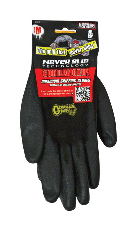GREASE MONKEY - Grease Monkey Unisex Indoor/Outdoor Mechanic Grip Gloves Black M 1 pair - Case of 6