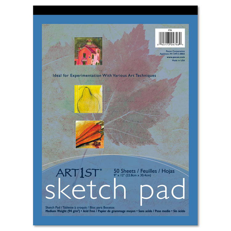 Pacon - Art1st Sketch Pad, Unruled, 50 White 9 x 12 Sheets