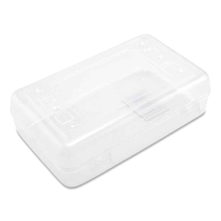 Advantus - Gem Polypropylene Pencil Box with Lid, Polypropylene, 8.5 x 5.25 x 2.5, Clear