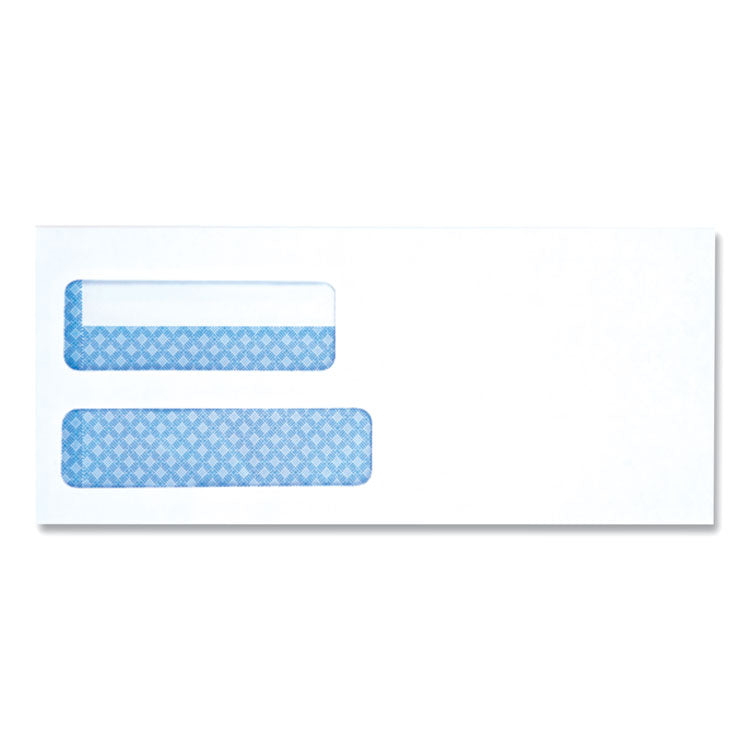 Universal - Double Window Business Envelope, #10, Square Flap, Self-Adhesive Closure, 4.13 x 9.5, White, 500/Box