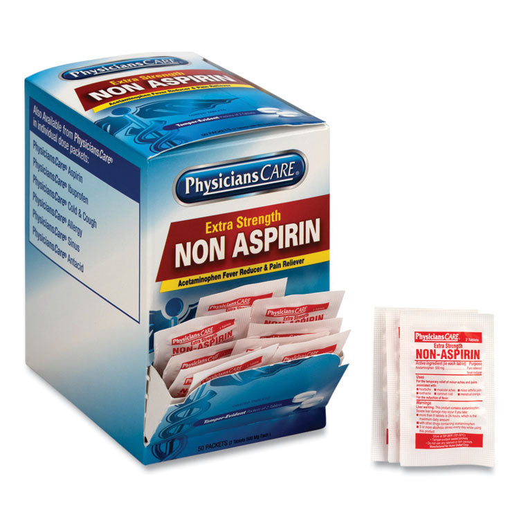 PhysiciansCare - Non Aspirin Acetaminophen Medication, Two-Pack, 50 Packs/Box