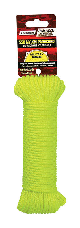 SECURELINE - SecureLine 5/32 in. D X 100 ft. L Yellow Braided Nylon Paracord