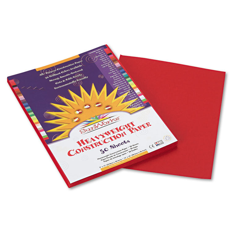 SunWorks - Construction Paper, 58 lb Text Weight, 9 x 12, Red, 50/Pack