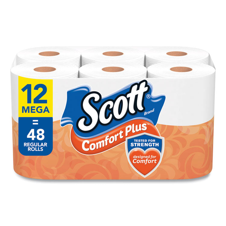 Scott - ComfortPlus Toilet Paper, Mega Roll, Septic Safe, 1-Ply, White, 425 Sheets/Roll, 12 Rolls/Pack