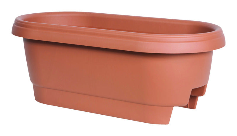 BLOEM - Bloem 9 in. H X 24 in. W X 12 in. D Plastic Deck rail Deck Rail Planter Terracotta Clay