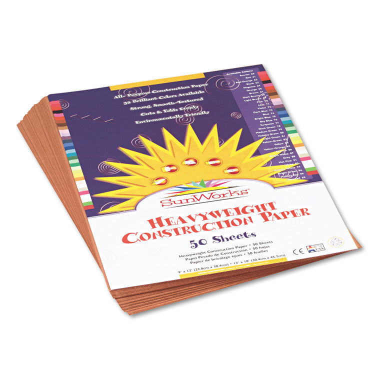 SunWorks - Construction Paper, 58 lb Text Weight, 9 x 12, Light Brown, 50/Pack