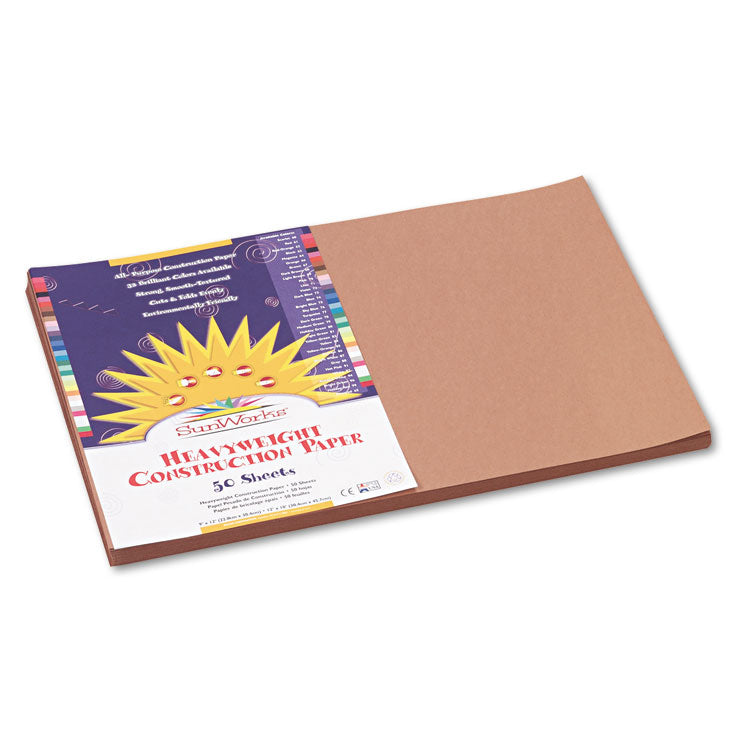 SunWorks - Construction Paper, 58 lb Text Weight, 12 x 18, Light Brown, 50/Pack