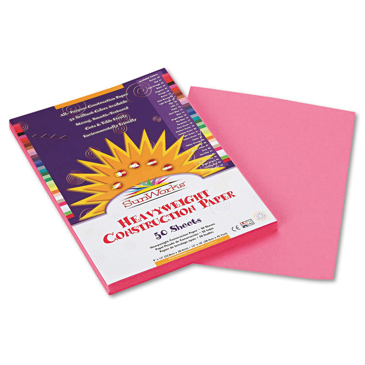 SunWorks - Construction Paper, 58 lb Text Weight, 9 x 12, Pink, 50/Pack